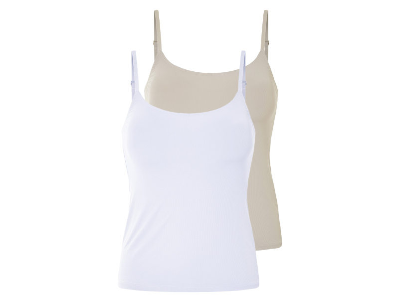 esmara® Dámský top, 2 kusy (bílá/béžová, S(36/38))