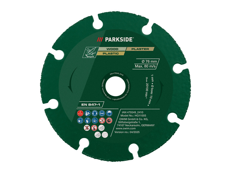 Parkside® Sada řezných a hrubovacích kotoučů / Diamantový řezný kotouč (vícenásobný řezný kotouč, 76 mm)