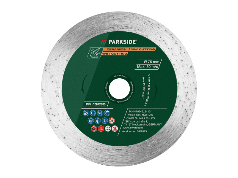 Parkside® Sada řezných a hrubovacích kotoučů / Diamantový řezný kotouč (diamantový řezný turbo kotouč, 76 mm)