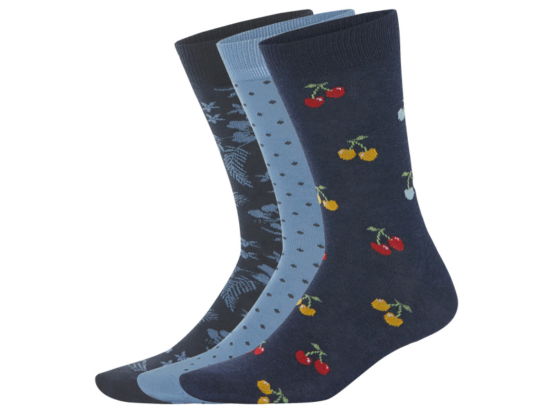 Livergy® Pánské ponožky, 3 páry (vzorovaná / navy modrá, 39/42)