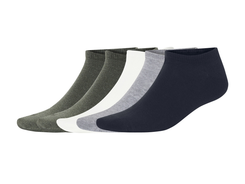 Livergy® Pánské nízké ponožky s BIO bavlnou, 5 párů (tmavě zelená / krémová / šedá / navy modrá, 43-46)