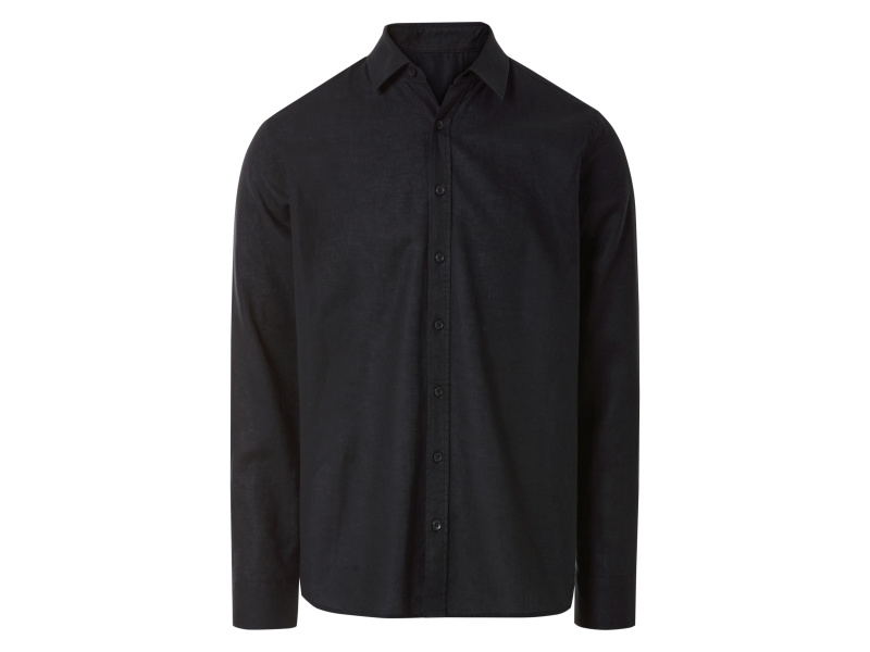 esmara® Pánská lněná košile (černá, XL (43/44))