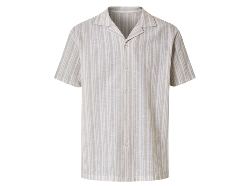 esmara® Pánská lněná košile (pruhy/béžová, XL (43/44))