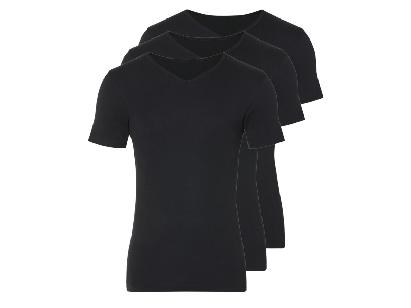 Livergy® Pánské spodní triko, 3 kusy ("V" výstřih, černá, 7/Xl)