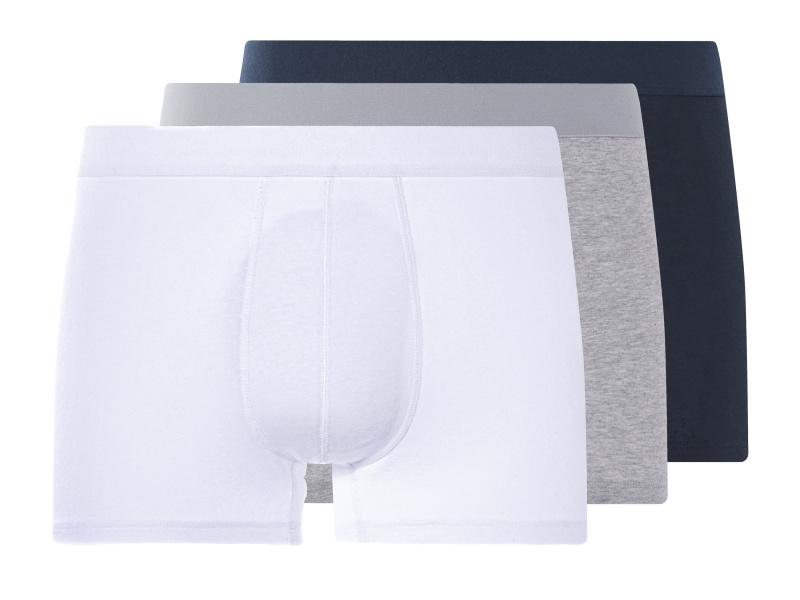 Livergy® Pánské boxerky, 3 kusy (navy modrá / šedá / bílá, 5/M)