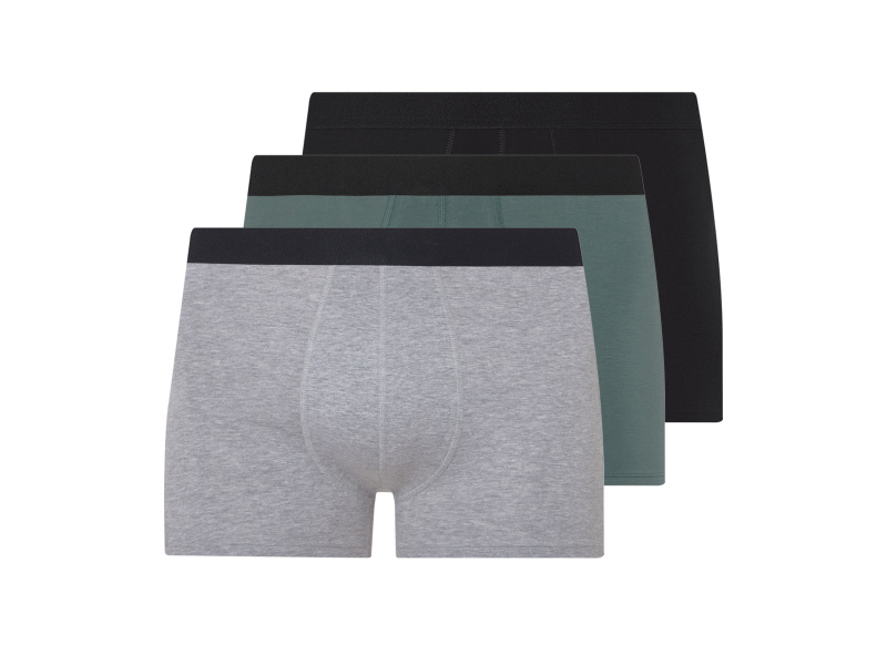 Livergy® Pánské boxerky Xxl, 3 kusy (černá/šedá/zelená, 8/Xxl)