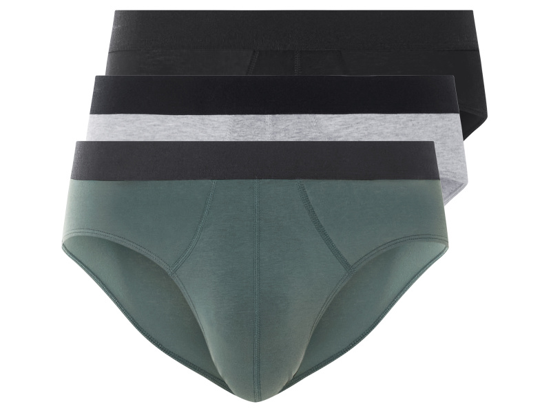 Livergy® Pánské slipy, 3 kusy (černá/šedá/zelená, 5/M)