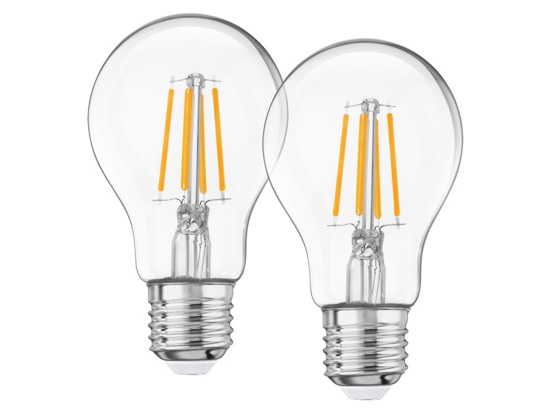 Livarno home Filamentová LED žárovka, 2 kusy (klasický kulatý tvar E27 4,2 W, 2 kusy)