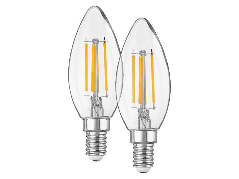 Livarno home Filamentová LED žárovka, 2 kusy (svíčka E14 4,2 W, 2 kusy)