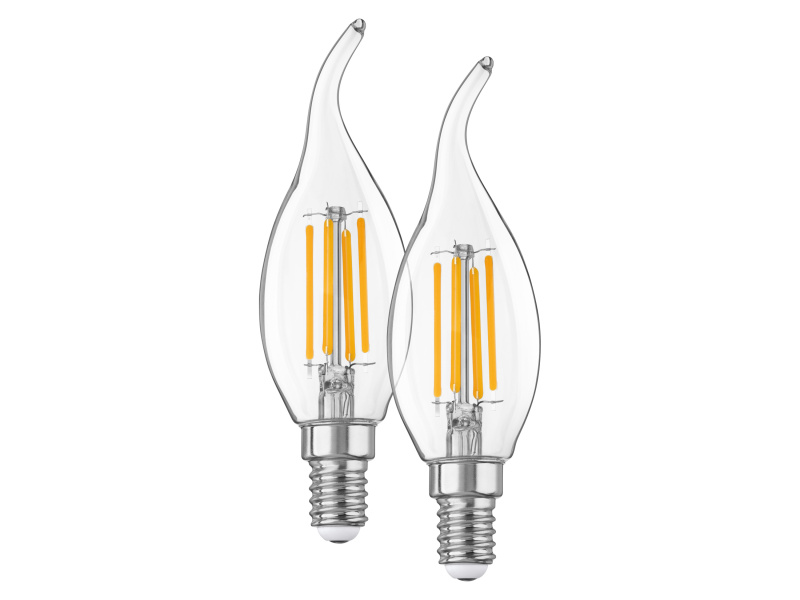Livarno home Filamentová LED žárovka, 2 kusy (svíčka s efektem větru E14 4,2 W, 2 kusy)