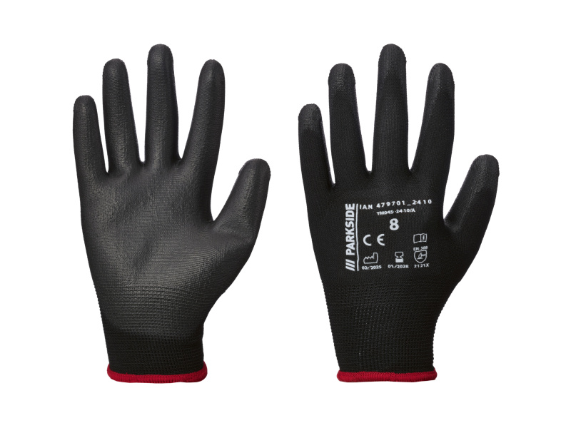 Parkside® Pracovní rukavice, 2 páry (černá/červená, 8)