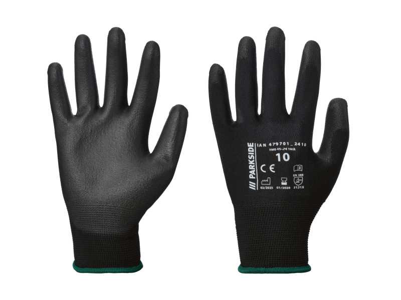 Parkside® Pracovní rukavice, 2 páry (černá/zelená, 10)