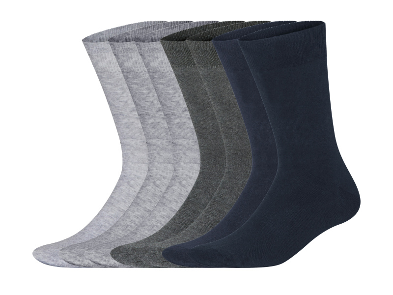 Livergy® Pánské ponožky s BIO bavlnou, 7 párů (šedá / navy modrá, 39-42)