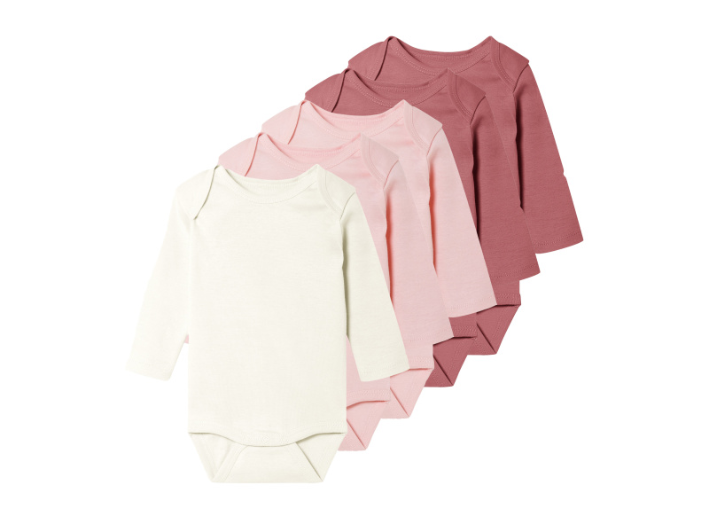 lupilu® Dětské body s BIO bavlnou, 5 kusů (bílá / světle růžová, 50/56)