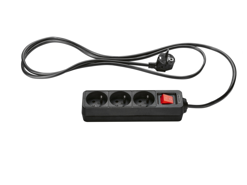Tronic® Zásuvková lišta (3 zástrčky, černá)
