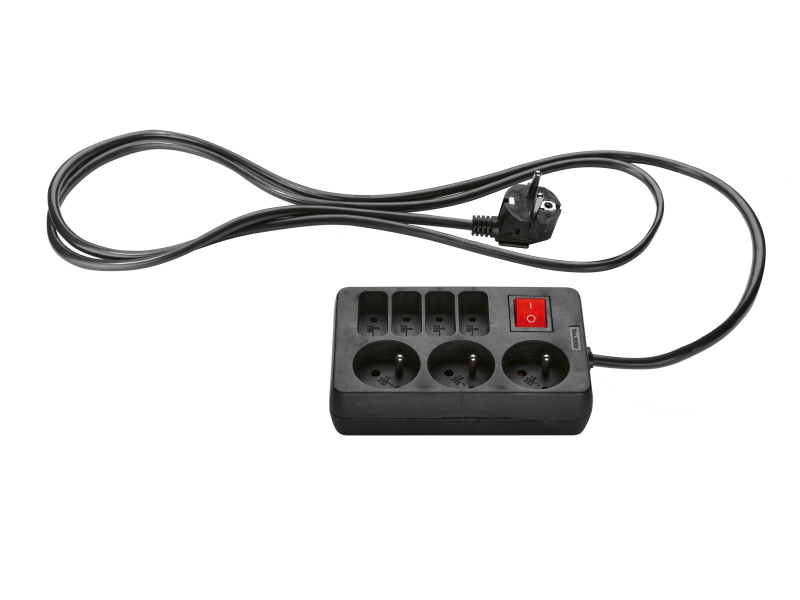 Tronic® Zásuvková lišta (7 zásuvek, černá)