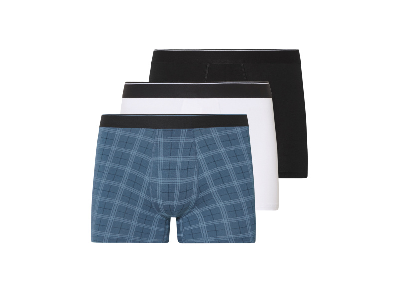 esmara Men Pánské boxerky, 3 kusy (černá/kostkovaná/bílá, 6/L)