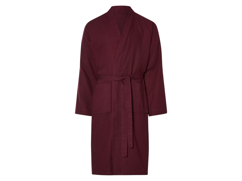 Livarno home Župan unisex, s módní vaflovou strukturou (bordó, XL)