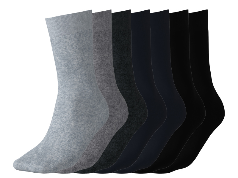 esmara® Pánské ponožky s BIO bavlnou, 7 párů (šedá / navy modrá / černá, 39-42)
