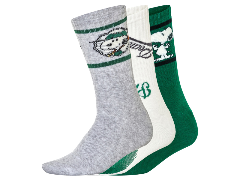 Dámské / Pánské ponožky, 3 páry (šedá/bílá/zelená, 43/46)