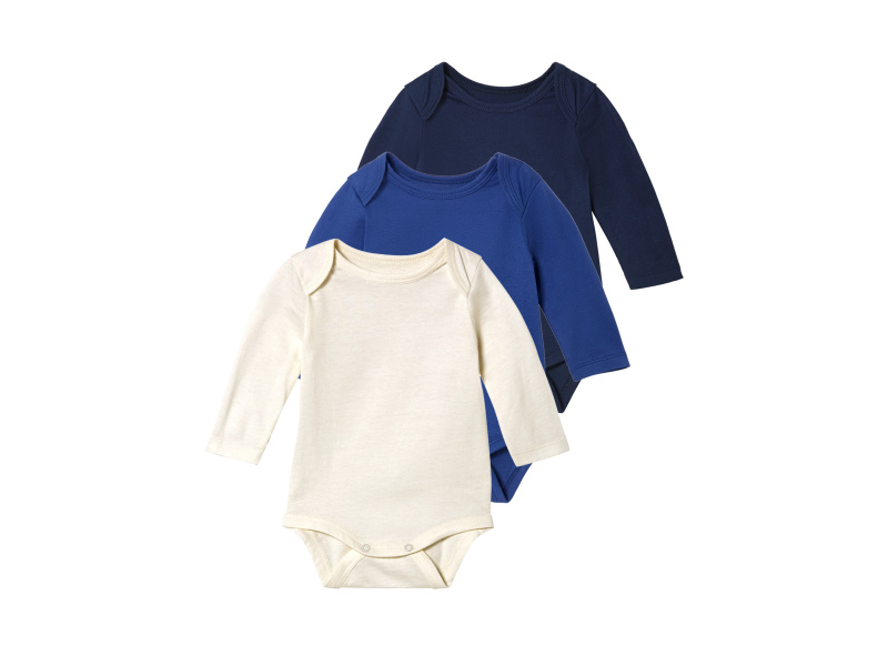 lupilu® Chlapecké body, 3 kusy (bílá / modrá / navy modrá, 74/80)