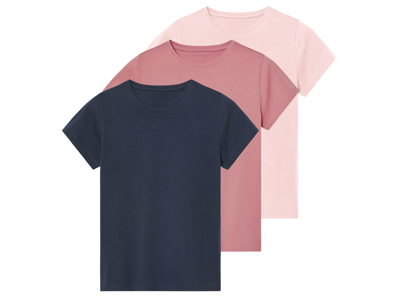 esmara® Dívčí triko, 3 kusy (navy modrá / světle růžová / růžová, 158/164)