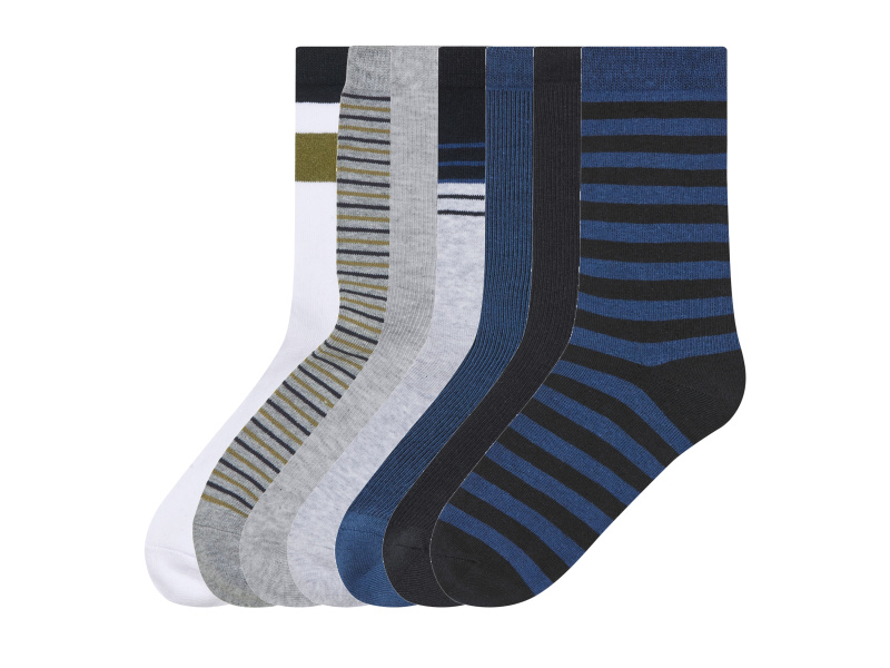 esmara® Chlapecké ponožky, 7 párů (pruhy / bílá / šedá / modrá / navy modrá, 39/42)