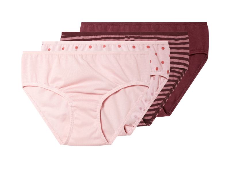 lupilu® Dívčí kalhotky s BIO bavlnou, 4 kusy (vínová/růžová, 98/104)