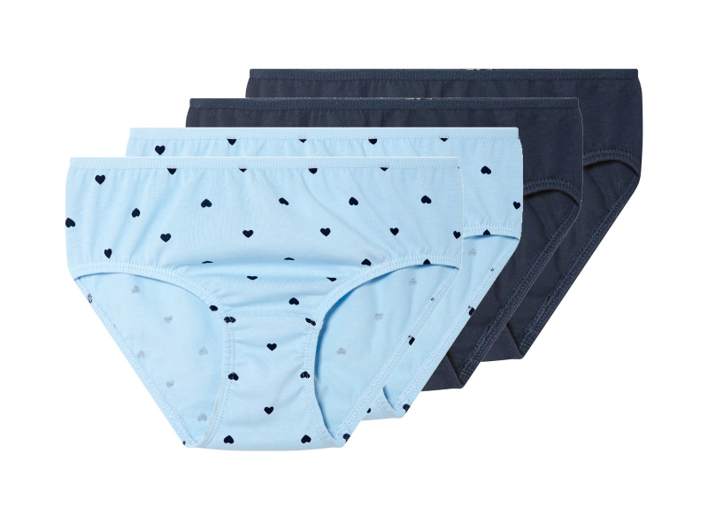 lupilu® Dívčí kalhotky s BIO bavlnou, 4 kusy (navy modrá / modrá, 122/128)
