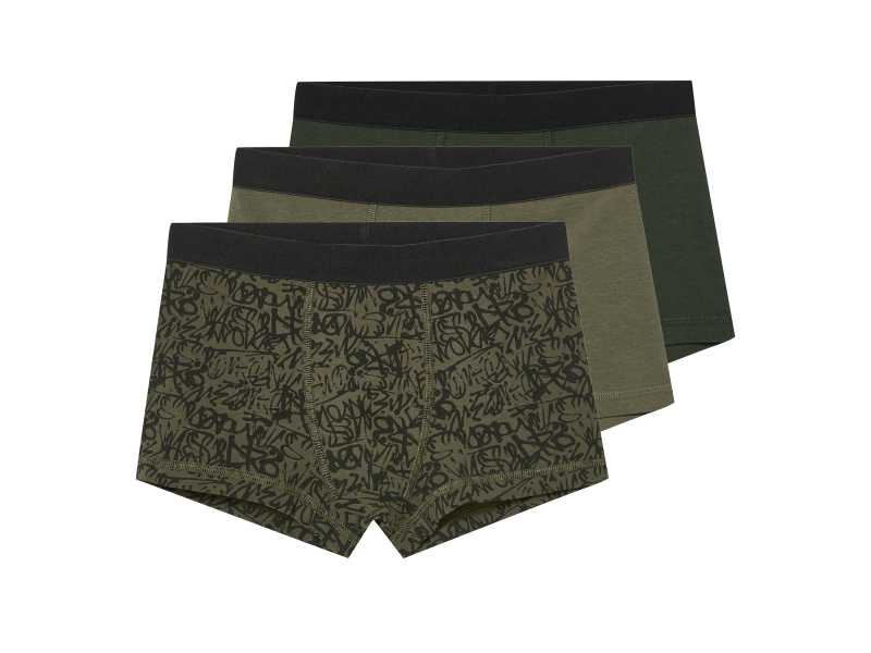 esmara® Chlapecké boxerky s BIO bavlnou, 3 kusy (tmavě zelená / khaki, 134/140)