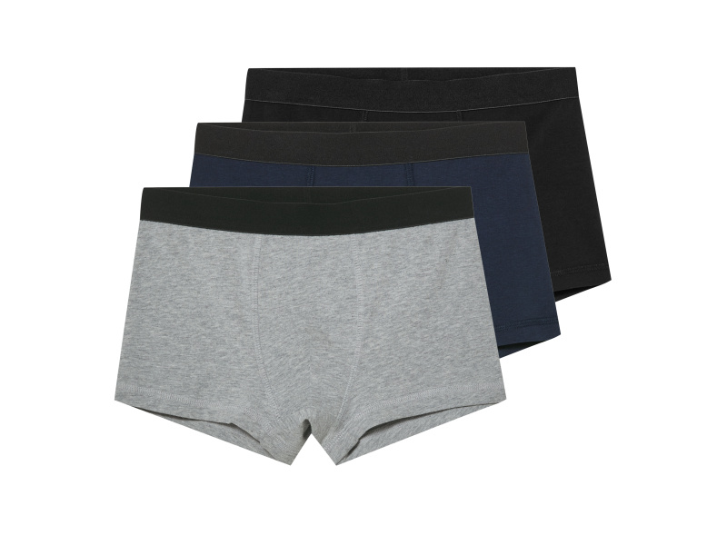 esmara® Chlapecké boxerky s BIO bavlnou, 3 kusy (černá / námořnická modrá / šedá, 146/152)