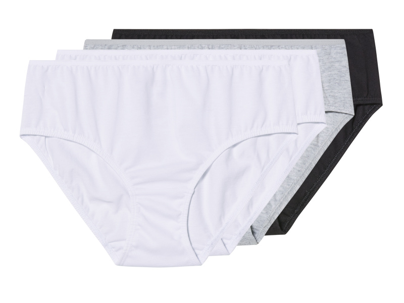 esmara® Dívčí kalhotky s BIO bavlnou, 4 kusy (černá/šedá/bílá, 158/164)