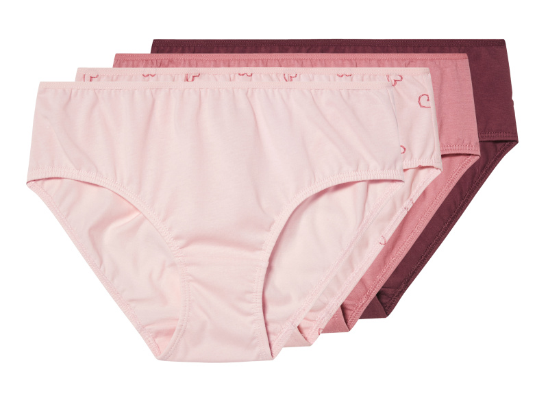 esmara® Dívčí kalhotky s BIO bavlnou, 4 kusy (tmavě červená / světle růžová / růžová, 158/164)