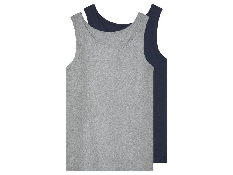 esmara® Chlapecký nátělník s BIO bavlnou, 2 kusy (šedá / navy modrá, 134/140)