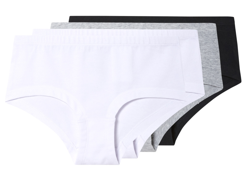 esmara® Dívčí kalhotky s BIO bavlnou, 4 kusy (černá/šedá/bílá, 158/164)