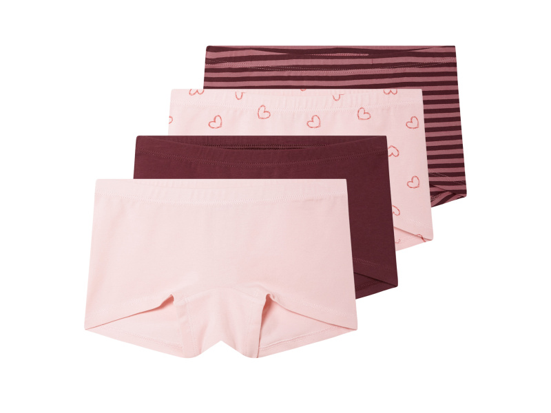 lupilu® Dívčí kalhotky s BIO bavlnou, 4 kusy (červená / světle růžová, 110/116)