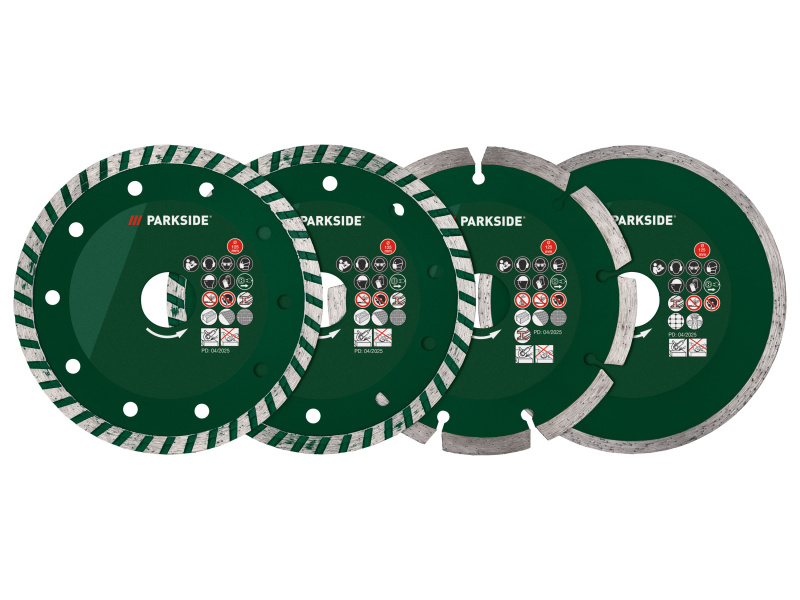 Parkside® Sada řezných kotoučů Pwszs 1, Ø 125 mm (diamantové kotouče, 4dílná sada)
