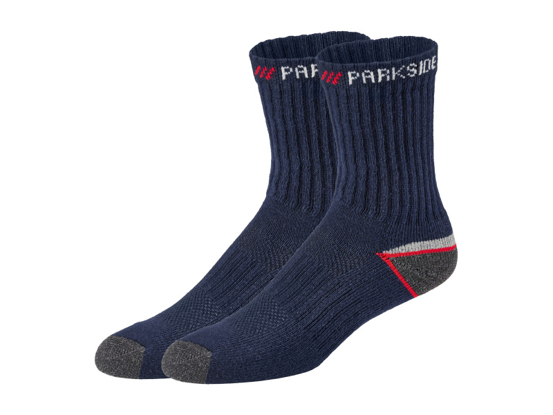 Parkside® Pánské pracovní ponožky, 2 páry (navy modrá / červená, 43-46)