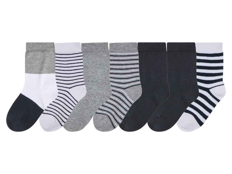 lupilu® Chlapecké ponožky s BIO bavlnou, 7 párů (bílá / šedá / navy modrá, 23-26)