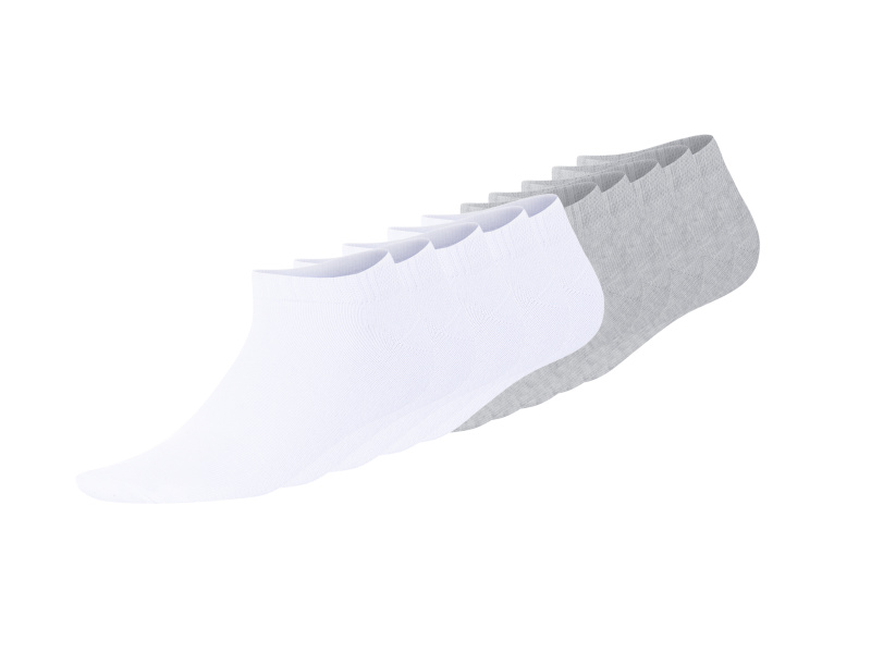 esmara® Dámské nízké ponožky s BIO bavlnou, 10 párů (bílá/šedá, 39-42)