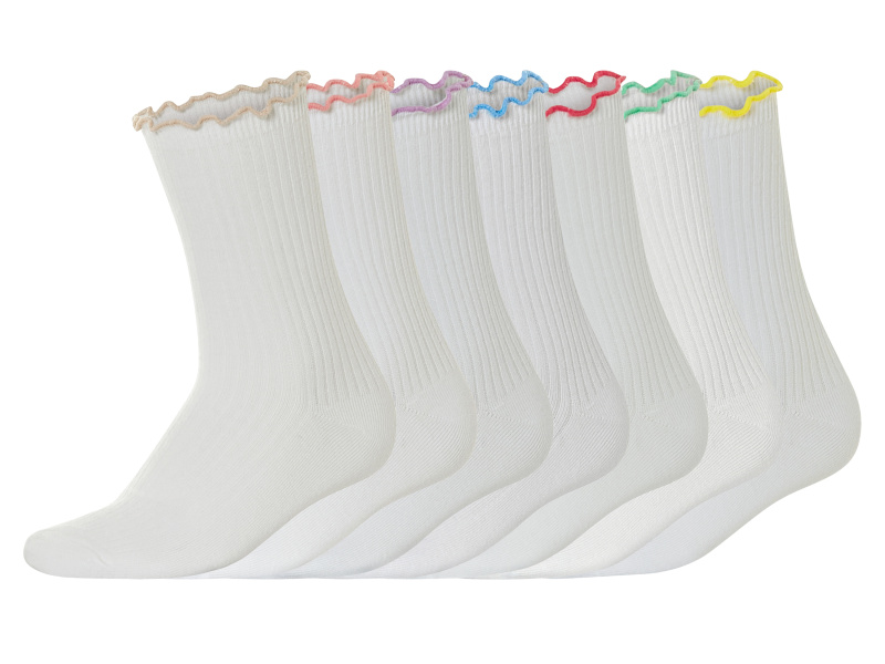 esmara® Dámské ponožky s BIO bavlnou, 7 párů (světle růžová / růžová / lila fialová / modrá / zelená, 39/42)