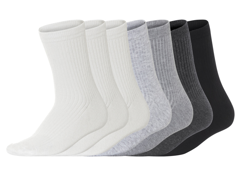 esmara® Dámské ponožky s BIO bavlnou, 7 párů (bílá / světle šedá / šedá / černá, 39/42)