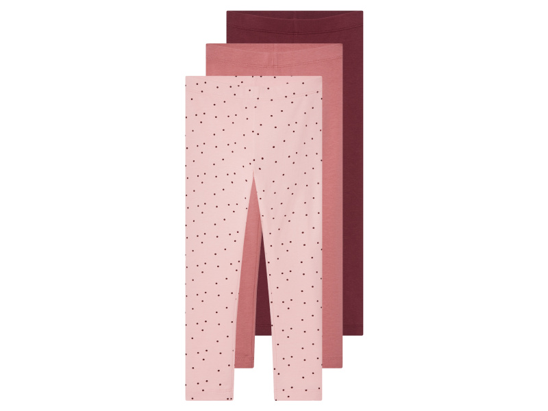 lupilu® Dívčí legíny, 3 kusy (růžová/burgundská, 122/128)