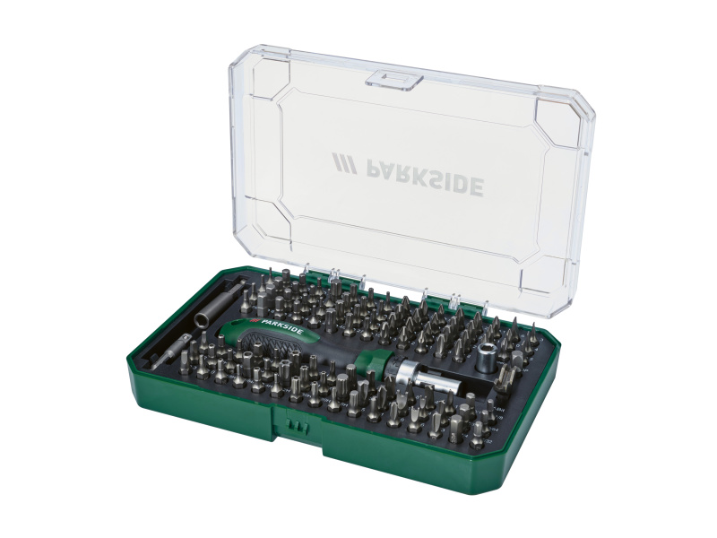 Parkside® Sada bitů pro ráčnový šroubovák, 115dílná