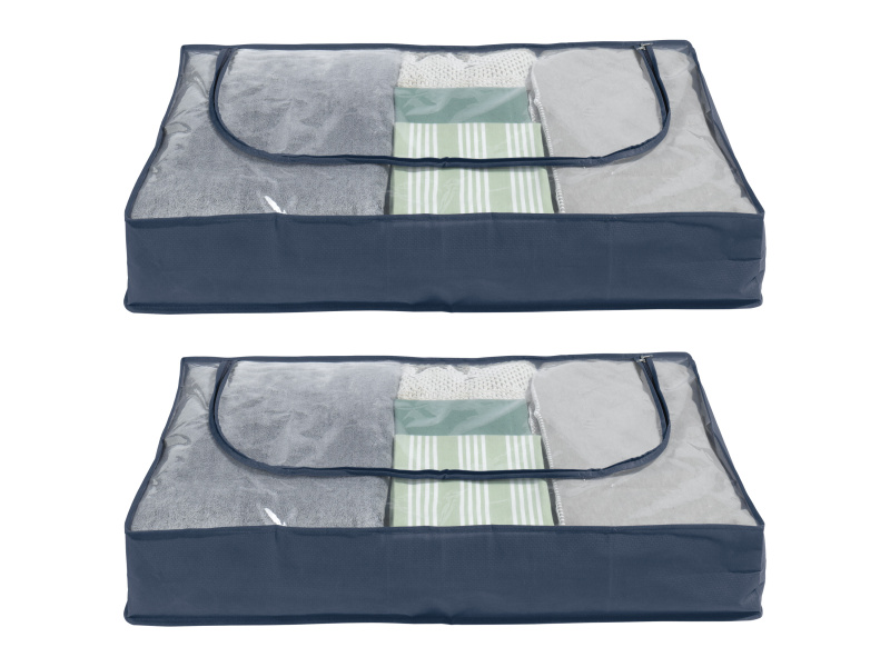W5 Závěsný organizér / Organizér na boty / Obal na oděvy / Úložný box pod postel (úložný box pod postel / modrá, 2 kusy)