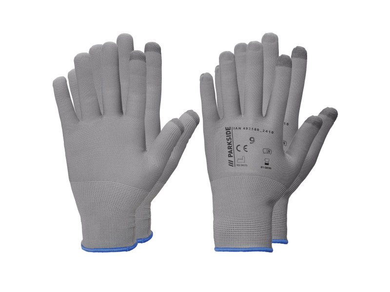 Parkside® Pracovní rukavice, 2 páry (šedá/modrá, 9)