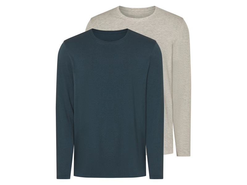 esmara Men Pánské triko s dlouhými rukávy, 2 kusy (šedá / navy modrá, XXL (60/62))