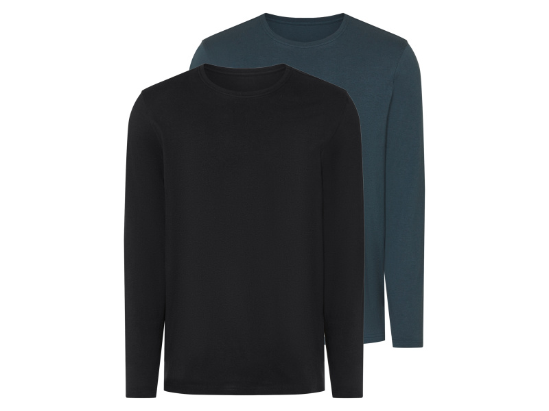 esmara Men Pánské triko s dlouhými rukávy, 2 kusy (navy modrá / černá, XXL (60/62))