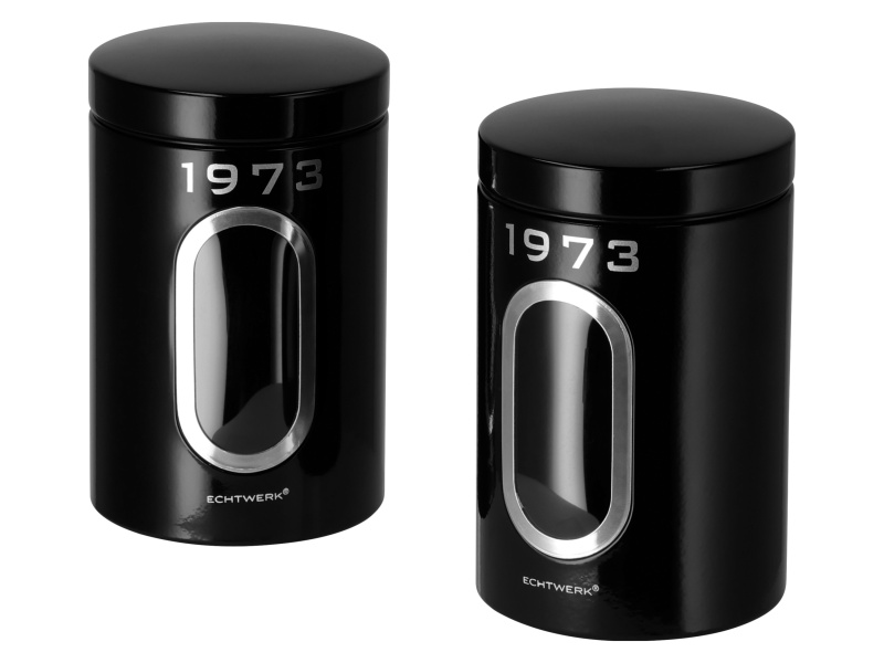 Silvercrest® Sada retro potravinových dóz 1973, 2dílná (černá)