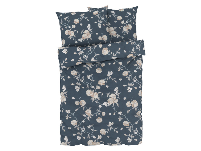 Livarno home Ložní povlečení z mikrovláknitého saténu, 200 x 220 cm, 70 x 90 cm (navy modrá)